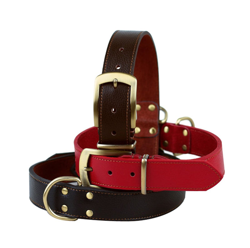 PENTAQ PENTAQ Pet Dog Soft Leather Adjustable Collar Training for Dogs , Neck 53cm to 63cm and 3.5cm Wide Fashion Belt Style Collar For Medium/Large Dog.(Brown) - PawsPlanet Australia