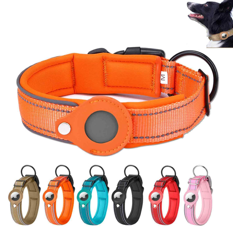 Airtag dog collar, 38-45cm reflective collar, Airtag collar dog, collar Airtag dog, dog collar puppies, Apple Airtag collar for small to large dogs - size M (orange) orange - PawsPlanet Australia