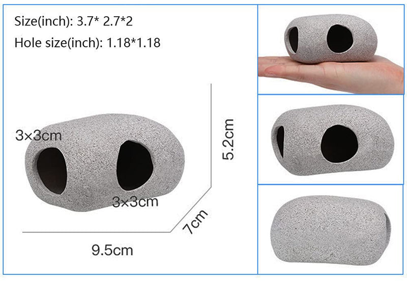 SpringSmart Aquarium Hideaway Rocks for Aquatic Pets to Breed, Play and Rest, Safe and Non-Toxic Ceramic Fish Tank Ornaments, Small Decor Rocks for Betta (3.7"x2.7"x2"(1 pc)) 3.7"x2.7"x2"(1 pc) - PawsPlanet Australia