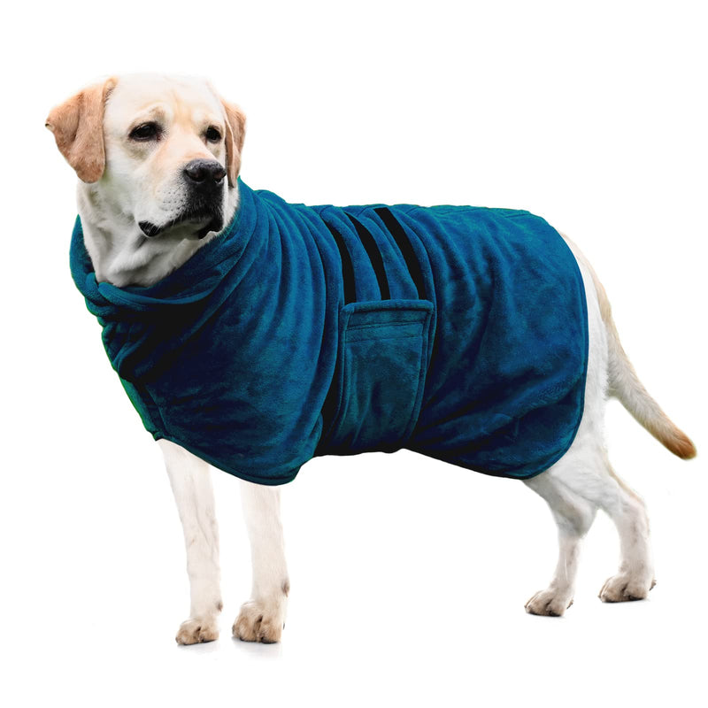 PETTOM Dog Drying Coat Small, Microfibre Dog Towelling Drying Robe Adjustable Collar & Waist Dog Dressing Gown for Cat Puppy Small Dog, Dog Dry Bag Dog Bathrobe Small- Blue, S - PawsPlanet Australia