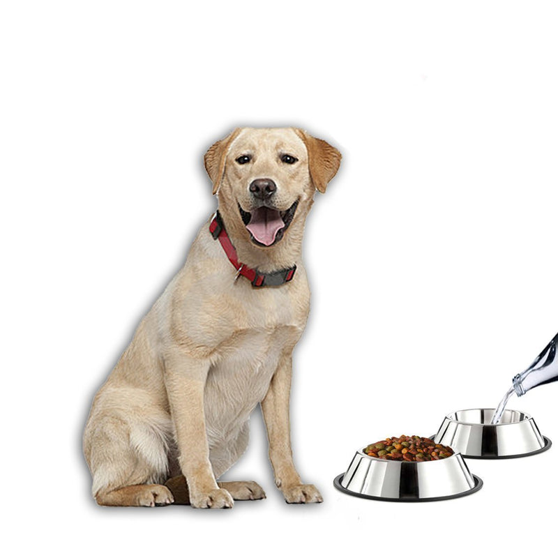 Mlife Stainless Steel Dog Bowl with Rubber Base for Small/Medium/Large Dogs, Pets Feeder Bowl and Water Bowl Perfect Choice (Set of 2) - PawsPlanet Australia