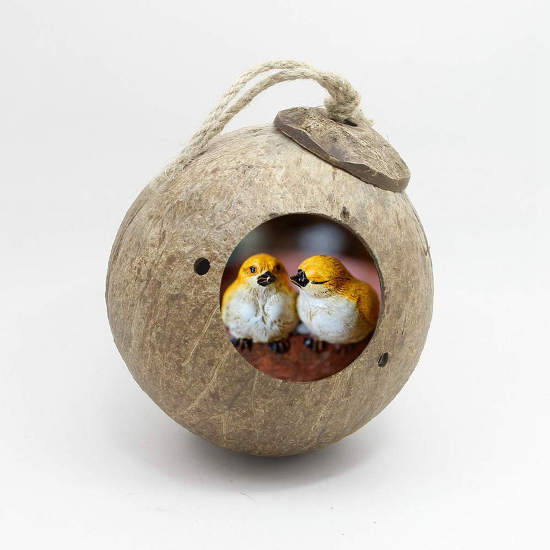 [Australia] - ODDIER Pure Natural Coconut Shell Nest with Wooden Ladder Bird Toy 