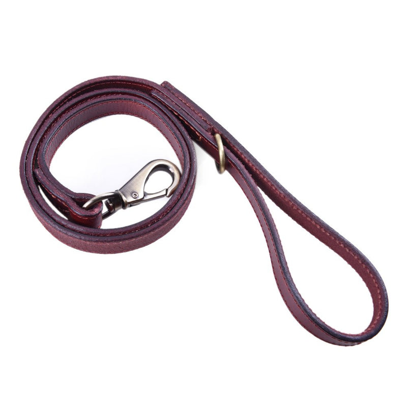 [Australia] - Moonpet Soft and Extra Strong Durable Real Genuine Full Grain Leather Dog Training Leash Lead - Premium Heavy Duty 4 ft x 0.8'' - Best for Medium Large X-Large Dogs Walking Running 4ft*4/5 inch Dark Brown 