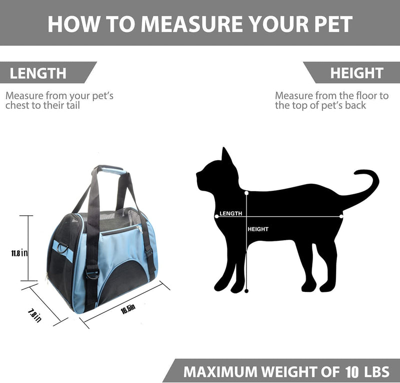 Tecageaon Pet Carrier Airline Approved Cat Carrier Dog Carrier for Medium Small Cats Small Puppy Kitten,Dog Cat Pet Travel Carrier (Small, Blue) S - PawsPlanet Australia