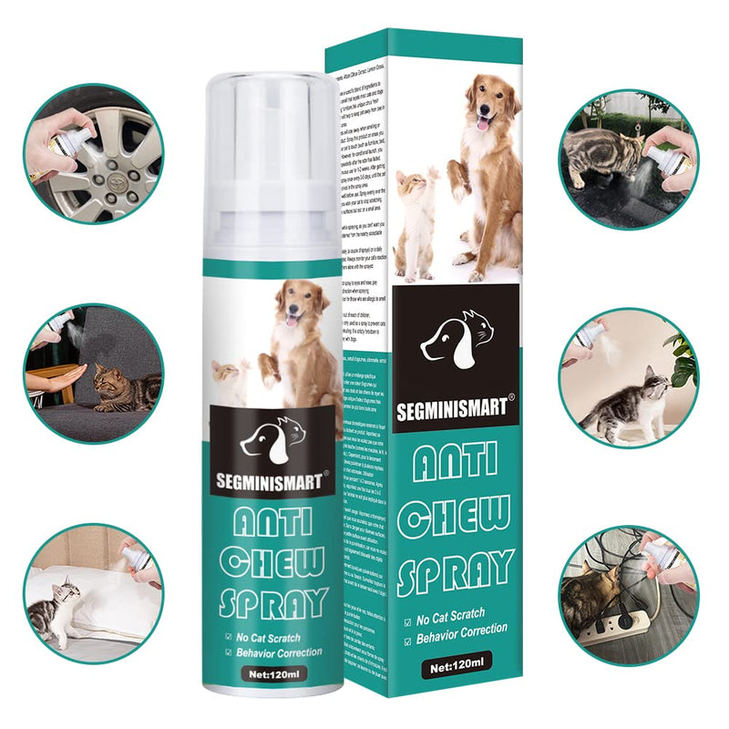 SEGMINISMART Anti-Scratch Spray,Cat Training Spray,Stop Spray for Cat and Dog,Cat Scratch Deterrent Spray,Suitable for Plants,Furniture,Floors,Protect Your Home 120 ml (Pack of 1) - PawsPlanet Australia