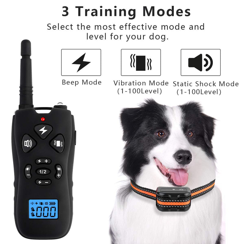 [Australia] - SUPERNIGHT Dog Shock Collar with Remote - Rechargeable Training Collars with Beep, Vibration and Shock Training Modes for Small to Large Dogs - IPX7 Waterproof, Long Remote Range 