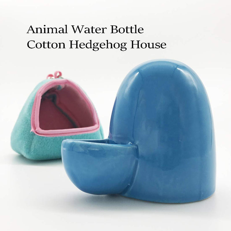 [Australia] - Dosminer Small Animal Water Bottle, Automatic Drinking Water Feeder, Ceramic Silent Pet Water Dispenser for Hamster, Fixed Rat Food Bowl for Hedgehog Blue 