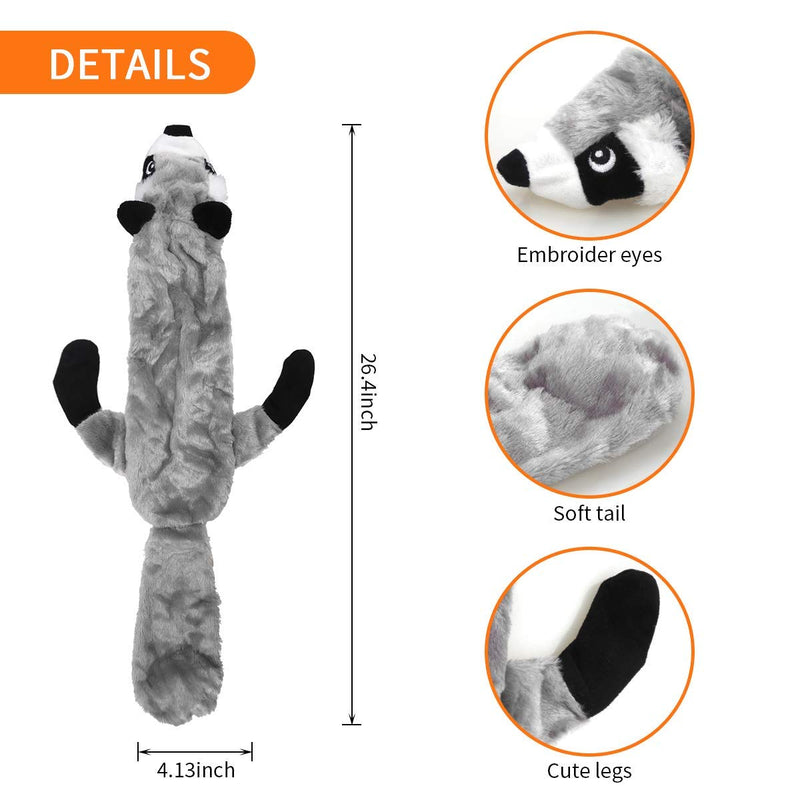 Aidiyapet Dog Toys with Squeakers, Durable Plush Squeaky Dog Chew Toy Set,Crinkle Dog Toy for Medium and Large Dogs, 2 Pack Wolf Raccoon - PawsPlanet Australia