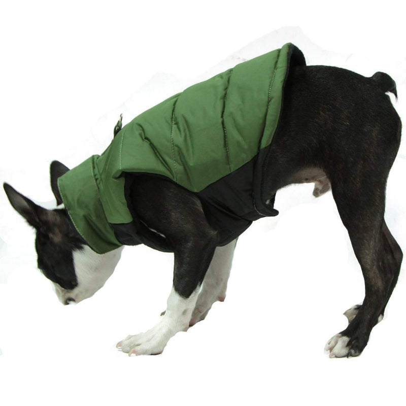 [Australia] - Gooby - Wind Parka, Fleece Lined Small Dog Jacket Coat Sweater with Water Resistant Shell and Leash Ring GREEN Medium chest (~17") 