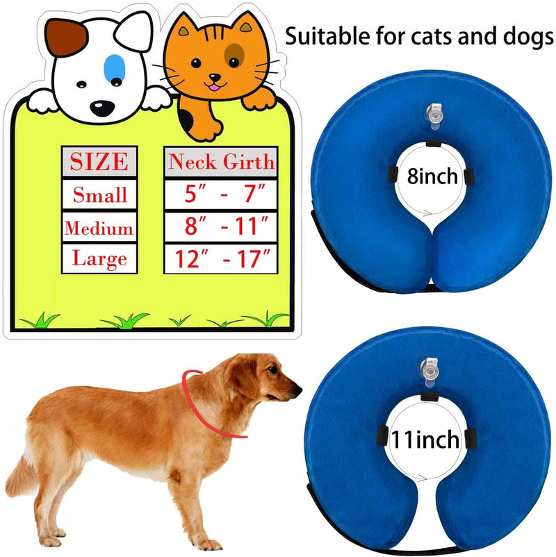 Pet Inflatable Protection Cover Collar for Dogs and Cats with Adjustable Buckle Recovery Puppy Cone with Adjustable Neck, Prevent Dogs from Biting & Scratching, Recovery from Surgery or Wounds - S - PawsPlanet Australia