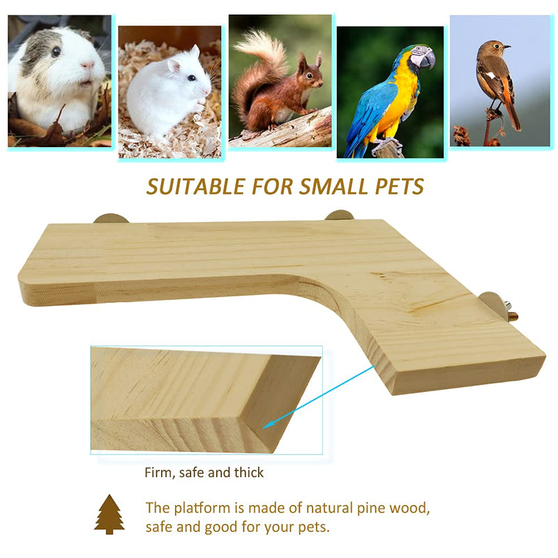 MACGQ Hamster Wood Platform Set L-Shaped Pedal Wooden Platform 4 Pieces Natural Hamster Standing Platform Round Standing Board Toy for Hamster Guinea Pigs Chinchilla Gerbil Squirrel and Dwarf A Type - PawsPlanet Australia
