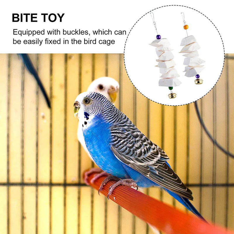 Parrot Cuttlefish Bone Fragile Molar Bell Swing Climb Chew Toys Grinding Birds Beak and Calcium Supplement For Bone Parakeet Cockatiel Lovebird (Set-A) - PawsPlanet Australia