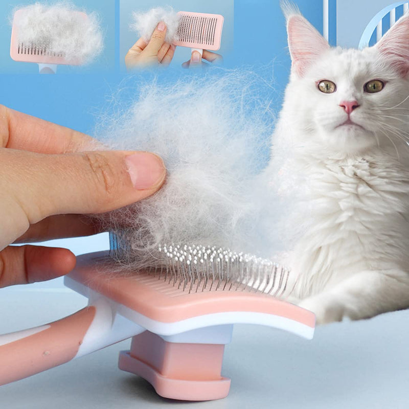 Cat brush, short hair cat brush, dog hair brush, fur brush for cats, with cleaning button for pets, short cat brush. (green) Green - PawsPlanet Australia