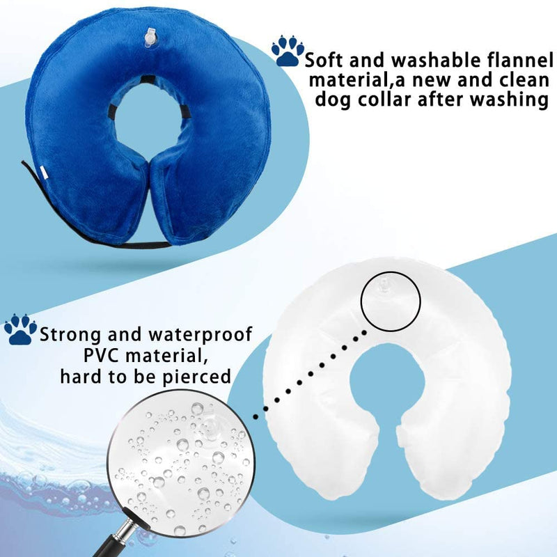 Pet Inflatable Protection Cover Collar for Dogs and Cats with Adjustable Buckle Recovery Puppy Cone with Adjustable Neck, Prevent Dogs from Biting & Scratching, Recovery from Surgery or Wounds - S - PawsPlanet Australia