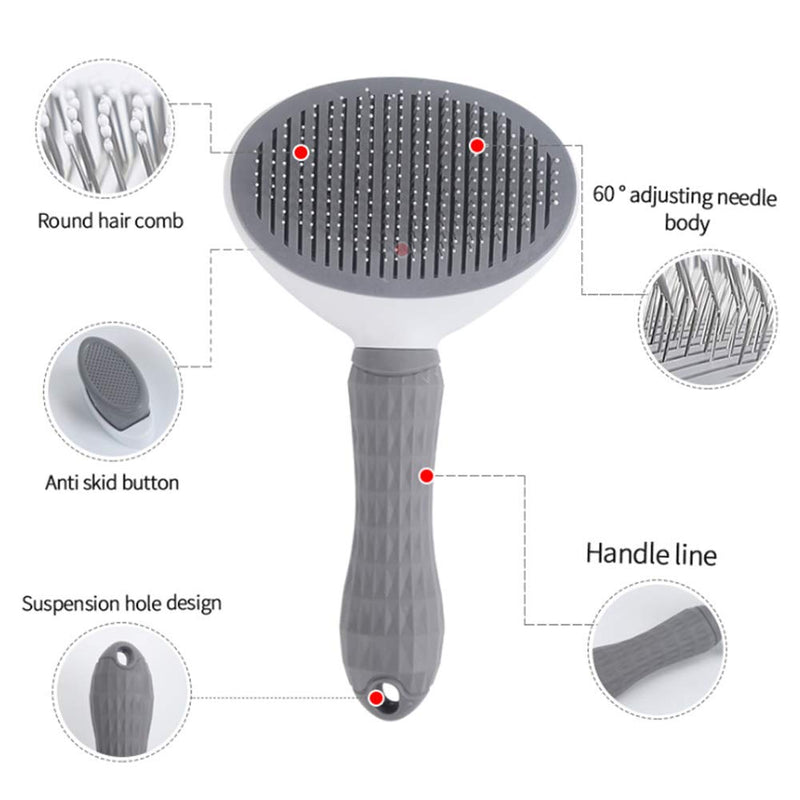 Pet Cat Brush Dog Brush Short Hair Grooming Brush Undercoat Cat Brush Fine Hair Soft Brush Automatic Hair Removal Comb with One Button Cleaning - PawsPlanet Australia