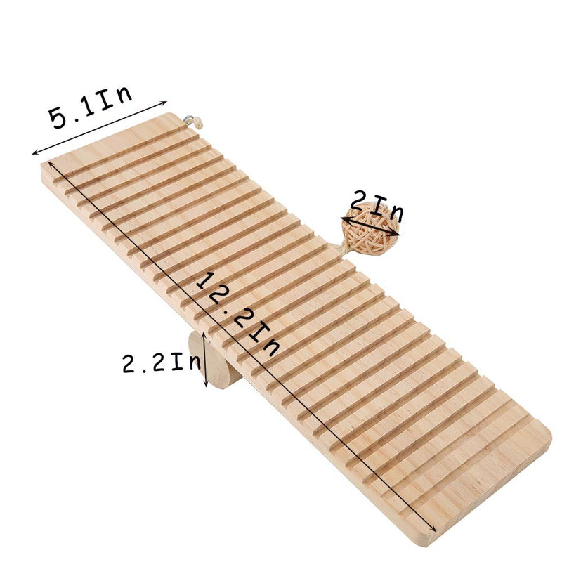 [Australia] - kathson Hamster Seesaw Toys, Small Animal Play Wooden Platform with Ball for Guinea Pigs, Gerbil, Mouse, Cat, Rabbit Exercise Playing Toy 