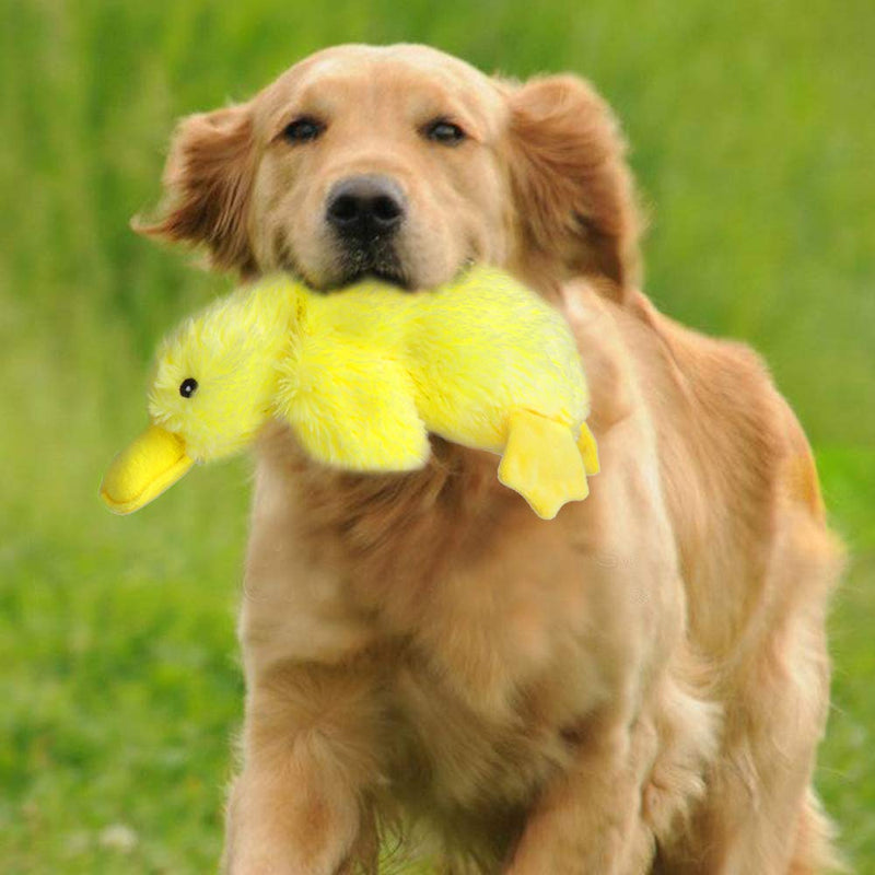 [Australia] - EXPAWLORER Pet Plush Squeaky Dog Toy Cute Duck Interactive Filler Chew Toys for Dogs Yellow 