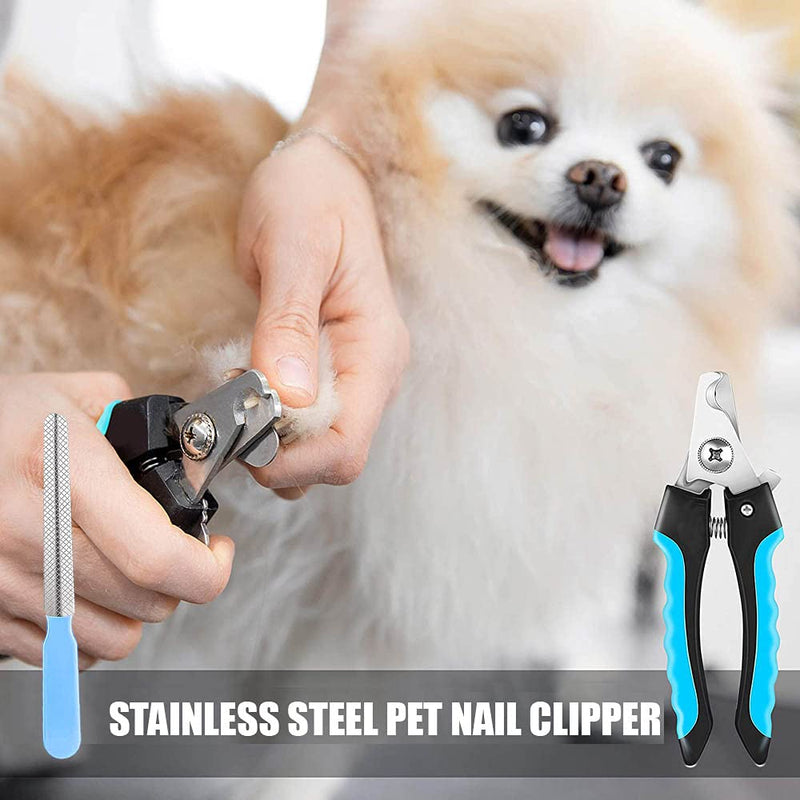 HouChanges Nail Clippers for Small Dogs Cats with Nail File,Safety Guard Ergonomic Protective Pets Nail Cutter(Blue) NailClippers-set - PawsPlanet Australia