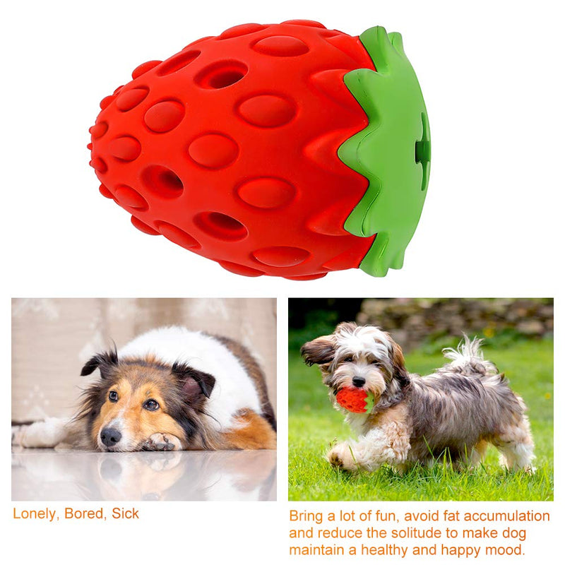 Ertisa Dog Ball Indestructible Strawberry Rubber Chew Treat Dispenser Dog Toy, Tooth Cleaning Training Interactive Dog Toys for Small Medium Large Dog - PawsPlanet Australia