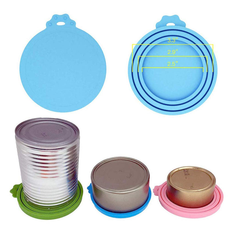 Deer Platz 3 PCS Pet Food Can Cover, Universal Silicone Cat Dog Food Can Lids, One fit 3 Standard Size Food Cans Top(Blue,Green,Pink) - PawsPlanet Australia