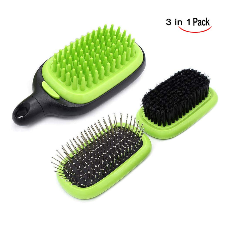 XLKJ 3 in 1 Pet Grooming Brush Set,Massage Bath Brush Air Cushion Brush Flocking Brush Kit,Dogs Cats Puppy Pet Combs for Short & Long Hair Massaging Bathing - PawsPlanet Australia