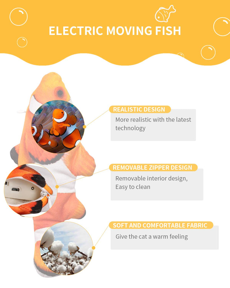 Peteast Cat Toys, Electric Moving Realistic Wiggle Fish Catnip Toys, Plush Interactive Cat Toys - Fish Kicker Toy for Cats Kitten Kitty Clownfish - PawsPlanet Australia