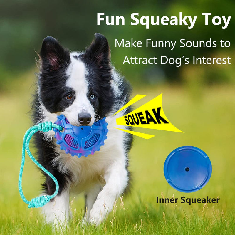 Squeaky Dog Rope Toy for Aggressive Chewers, Tough Rubber Teething Chew Toy, Interactive Dog Tug Toys for Large Breed - PawsPlanet Australia