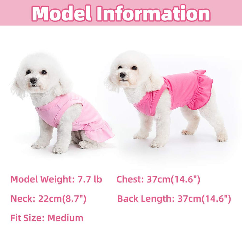 BINGPET 2 Pack Blank Dog Shirt Skirt - Soft Breathable Cute Pet Clothes, Sleeveless Dress for Girls, Dog T-Shirts Apparel, Dog Outfits, Plain Dog Shirt for Puppies, Small Extra Small and Medium Dogs Pink & Rose Red - PawsPlanet Australia