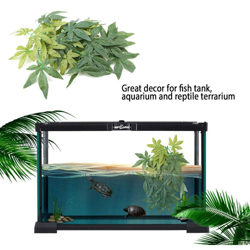 [Australia] - Hffheer Reptiles Artificial Vine Aquarium Simulation Plant Decoration Fish Tank Plastic Leaves Ornament Reptile Habitat Plant Decor with Sucker(30cm) 30cm 