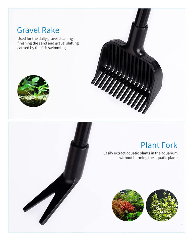 JOBEDE Aquarium Cleaning Set Fish Tank Cleaning Tools Clean Sponge Spoon Net Gravel Rake Plant Fork with Long Handle Multifunctional 4pcs Cleaning Tools for Aquarium Home Aquarium Fish Farm 4-in-1 - PawsPlanet Australia