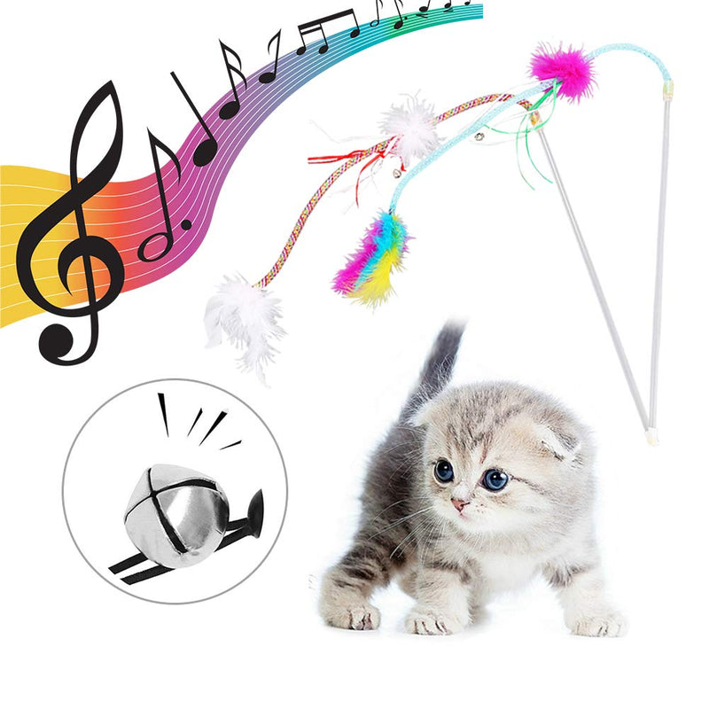 YINVA Cat Feather Toys Cat Wand Toys 7 Pcs Cat Teaser Wand Interactive Train Best Teaser Cat Toy with Assorted Feather for Indoor Cats Kitten - PawsPlanet Australia