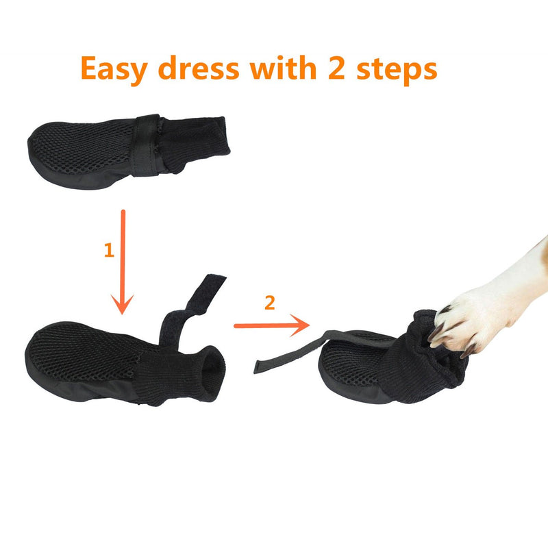 [Australia] - Dog Shoes Boots with Mesh Nonslip Rubber Soles to Protect Hardwood Floor and Prevent Scratching Licking Size XL Inner Sole: 3.4"x2.9" Black 