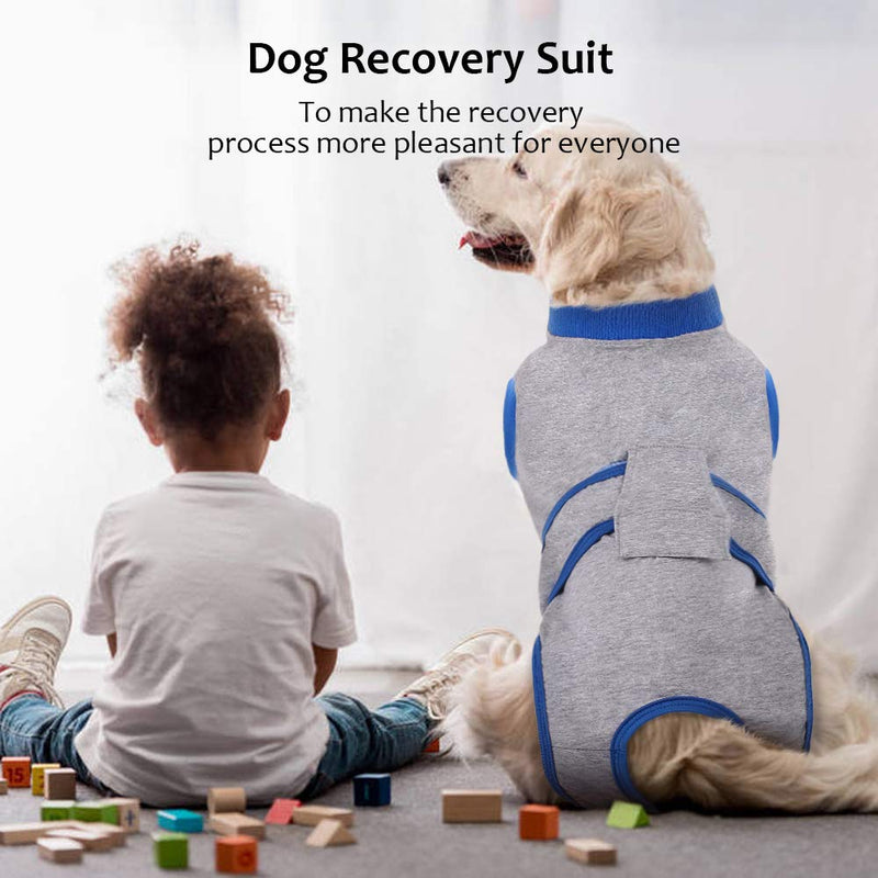 Kuoser Dog Recovery Suit for Male/Female, Cat Abdominal Wound/Skin Disease Anti-licking Protector, Puppy After Surgery Shirt, E-collar Alternative for Pet Small Medium Large M-Back Length:13.4-16.1" Grey - PawsPlanet Australia