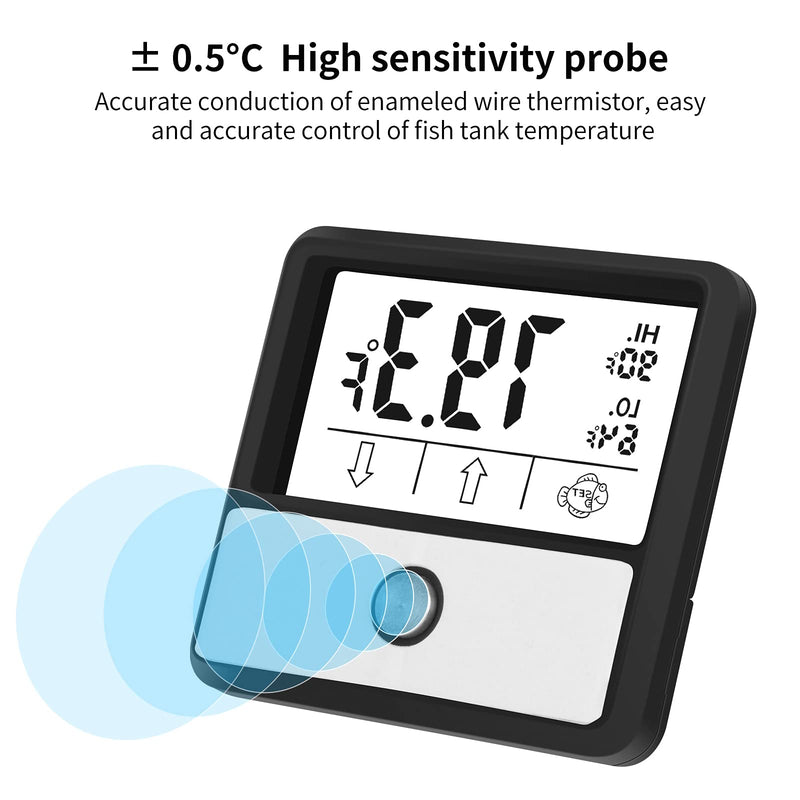 Qguai Aquarium Thermometer, Reptile Thermometer, Fish Tank Thermometer, Digital Thermometer, Terrarium Water Temperature Test, with Large LCD Display - PawsPlanet Australia