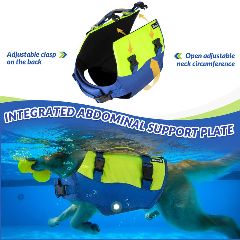 SlowTon Dog Life Jackets, Neoprene Enhanced Buoyancy Aid Adjustable Pet Swim Float Lifejacket with Reflective Rescue Handle, Dogs Safety Lifesaver Vests for Surfing Boating Pool Beach Sea XS Yellow - PawsPlanet Australia