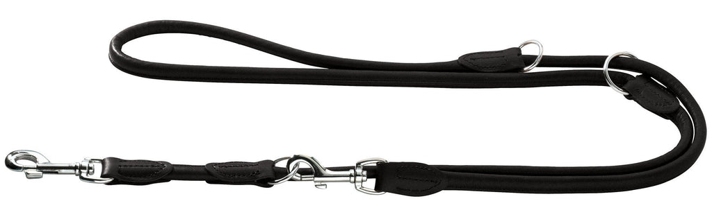 HUNTER ROUND & SOFT ELK Adjustable Leather Soft Round Dog Lead 1.0 x 200 cm Black - PawsPlanet Australia