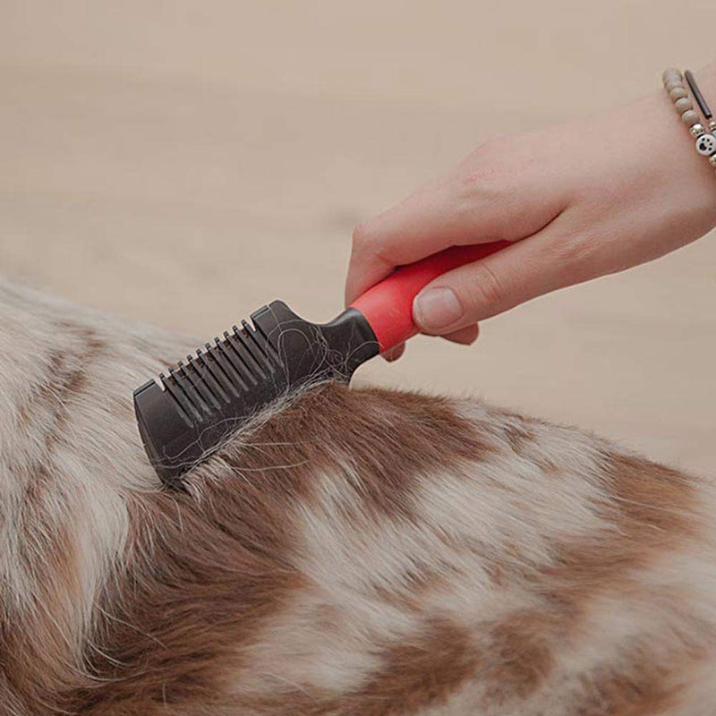 Ferplast double comb with razor blade for dogs GRO 5991, thinning comb, 18.3 x 4.5 x 1.8 cm - PawsPlanet Australia