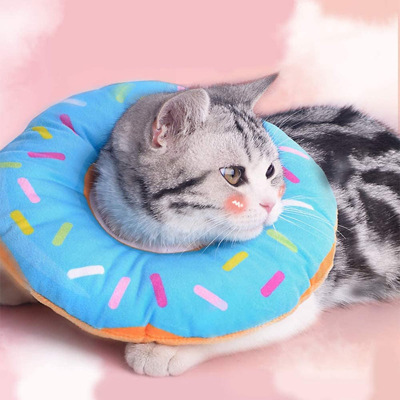 Pet Protective Collar,Adjustable Donut Cat Recovery Collars Cute Soft Cone,Pets Neck Elizabethan Collar Anti-Bite Lick Surgery Wound Healing for Cats Dogs(M) (blue) blue - PawsPlanet Australia