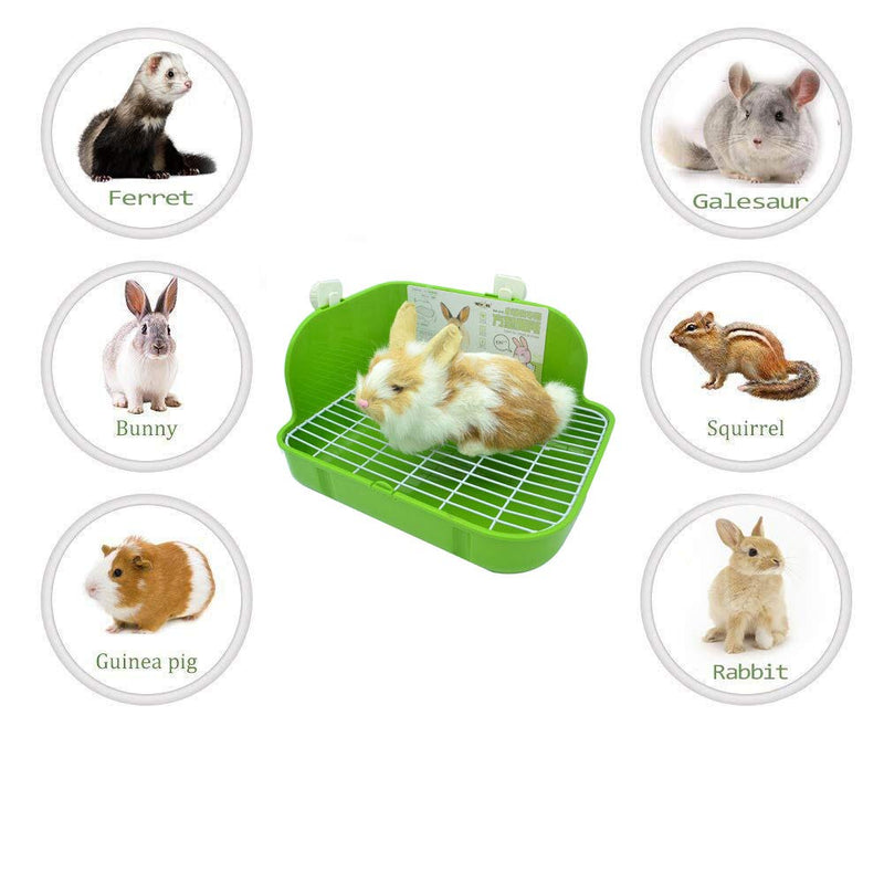 RUBYHOME Rabbit Litter Box Toilet, Plastic Square Cage Box Potty Trainer Corner Litter Bedding Box Pet Pan for Small Animals, Rabbits, Guinea Pigs, Chinchilla, Ferret, Galesaur, 11.4 Inches Green - PawsPlanet Australia