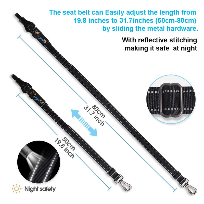 Dog seat belt 3 in 1, car belt dog reflective, with adjustable elastic shock absorption and strong carabiner seat belt, with storage bag. for all dog breeds & cars. - PawsPlanet Australia