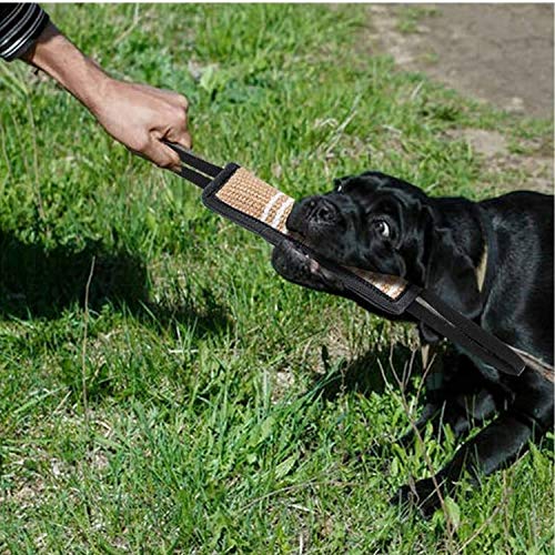 Dog Training Bite Pillow Jute Bite Toy Dog Tug Toy Durable Dog Bite Sleeve Stick Training Equipment for K9 Puppy to Large Dogs Interactive Play (12" x 3.2") (Black /Black Rope) Black /Black rope - PawsPlanet Australia