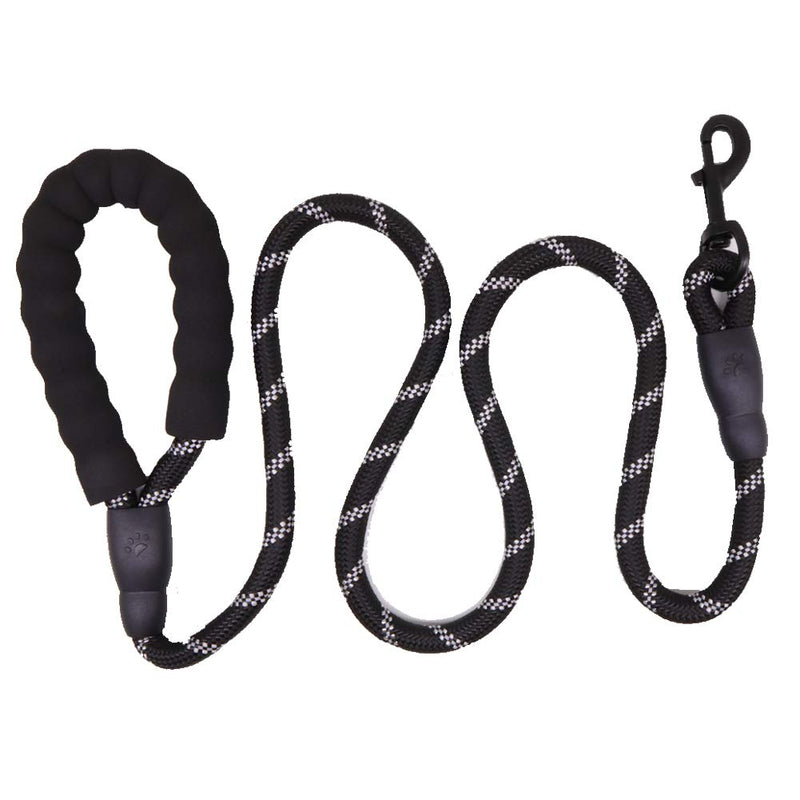 Dog leash 1.5M with comfortable padded handle and highly reflective threads for small, medium and large dogs nero 02 - PawsPlanet Australia