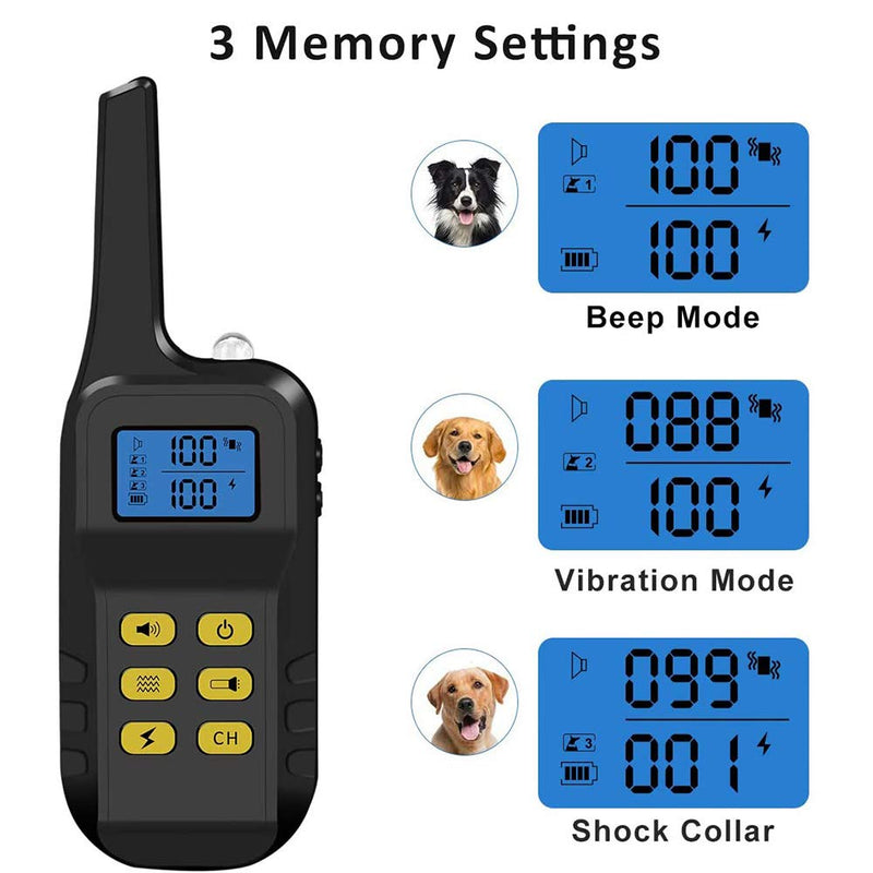 [Australia] - Dog Training Collar ,Shock Collars For Dogs With Remote For 2000Ft Range, 3 Modes Rechargeable Dog Shock Collar with LED Light, Adjustable Beep/Vibration/Shock Bark Collar for Small Medium Large Dog 