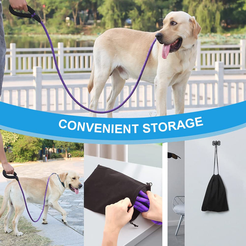 Rttochfy Dog Leash with Padded Handle, 5FT Leather Cover & Organizer, Heavy Duty Reflective Leash for Small Medium Large Dogs, Puppy Leash for Outside Walking & Running (1/2'' x 5 FT, Purple) L (1/2'' x 5 FT) - PawsPlanet Australia