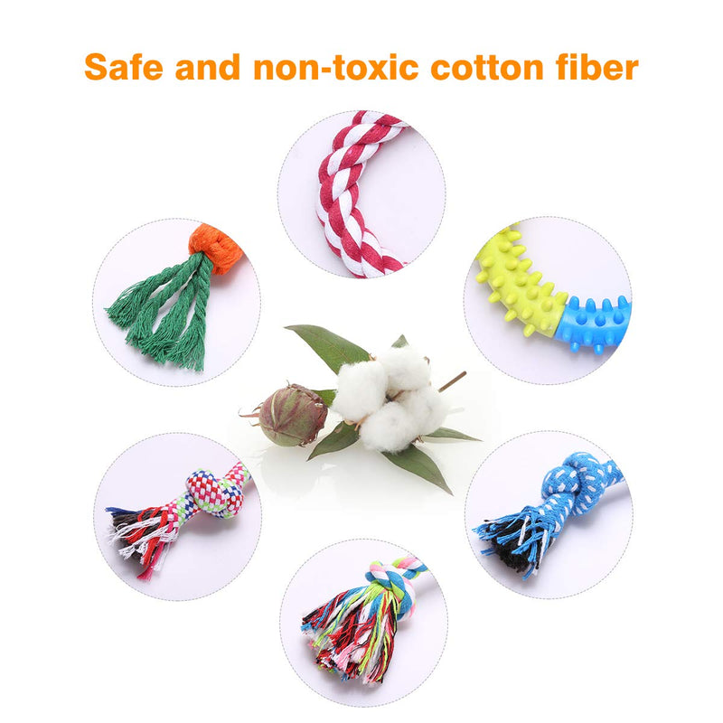 WeFine Puppy Dog Chew Toys Teething Training，10pcs Dog Rope Toys 100% Natural Cotton Rope for Small and Medium Dog - PawsPlanet Australia