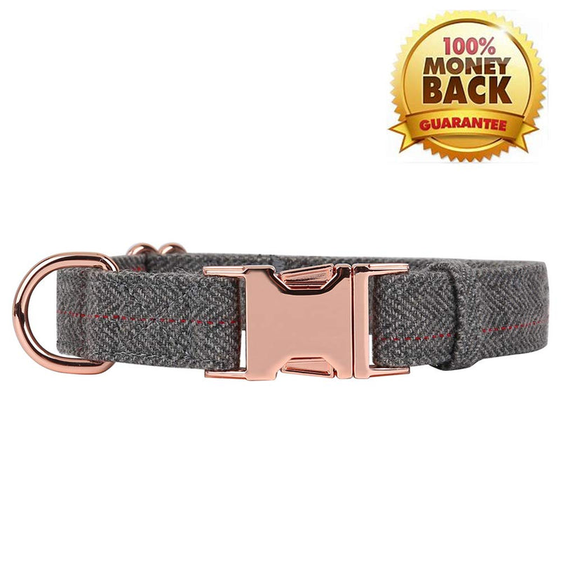 [Australia] - Medium-Large Big-Female Heavy-Duty Dog-Collar Leash-Set - Rose Gold 6 Foot Exceptionally Elegant Design and Adjustable in 3 Different Lengths for Medium to Large Dogs M ( 13.8''-19.7'' ) Grey 