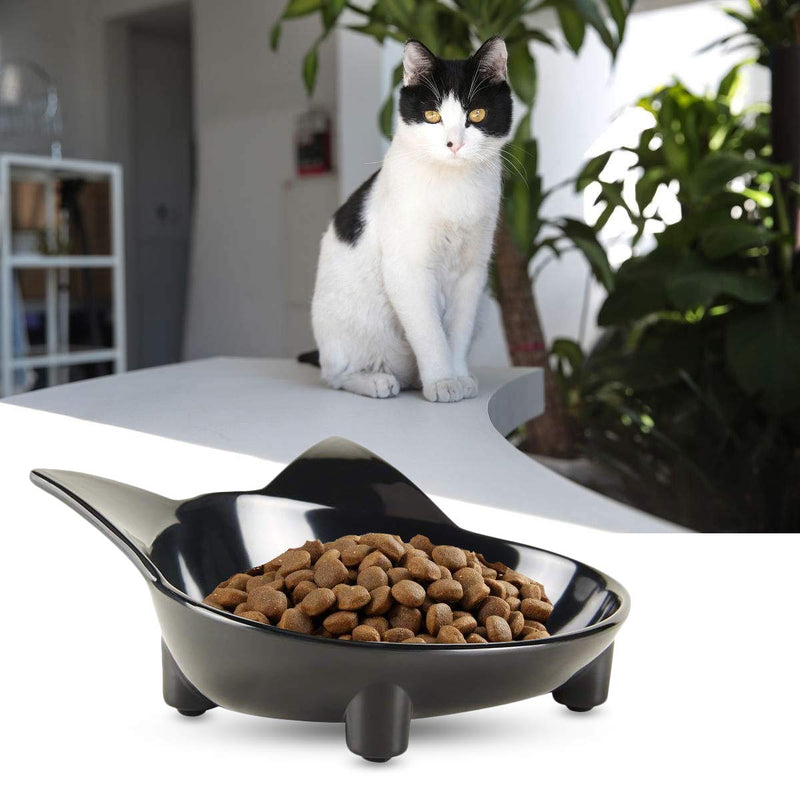 PETCUTE Cat Bowls Cat Food Bowls Non Skid shallow Pet Feeding Bowl for Cats and Small Dogs Set of 2 Black - PawsPlanet Australia