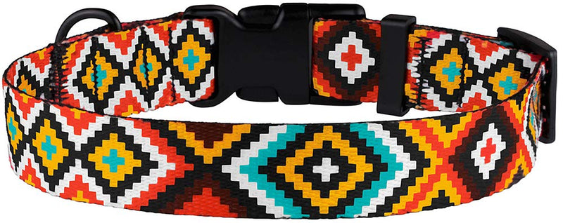 [Australia] - CollarDirect Aztec Dog Collar Adjustable Nylon Tribal Pattern Geometric Pet Collars for Dogs Small Medium Large Puppy Aztec Sunset Neck Fit 10"-13" 