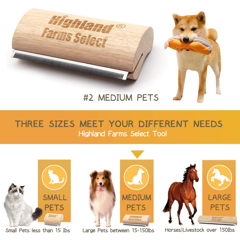 Highland Farms Select Deshedding Grooming Tool for Dogs, Cats & Horses, Ergonomic Design Wood Groom Brush, Professional Pet Groomer, Painlessly Remove for Short & Long Hair, Fur & Dirt L - PawsPlanet Australia