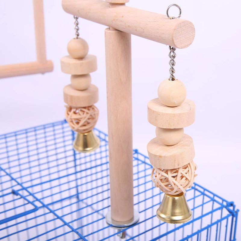 QBLEEV Bird Cage Play Stand Toy Set-Birdcage Wood Stands Hanging Chew Toys Ladder Swing Parrot Perch Play Gym Playground Accessories Activity Center for Conure, Parakeets, Budgie, Cockatiels,Lovebirds - PawsPlanet Australia